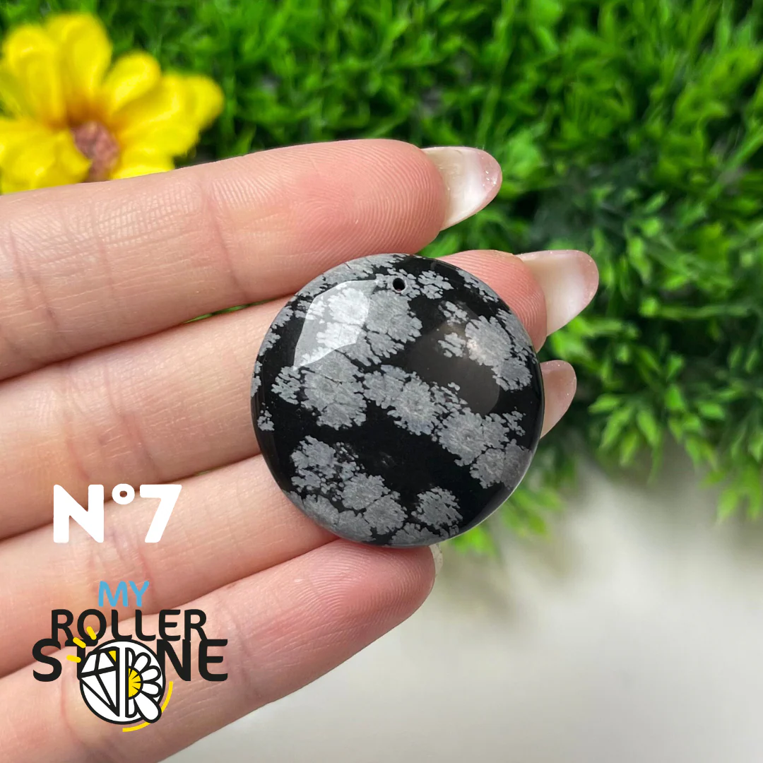 Pendentif Obsidienne flocon de neige 5A percé - Image 9