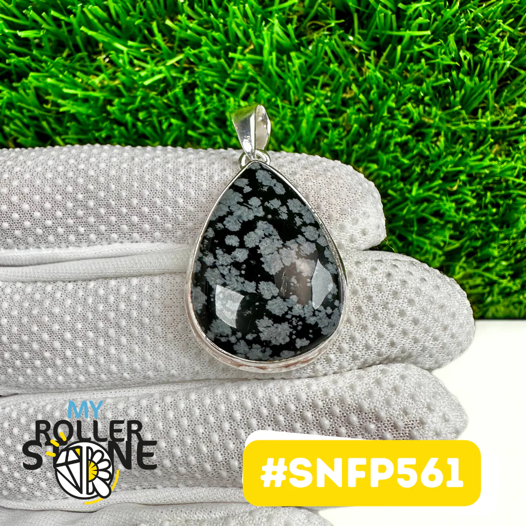 Pendentif Obsidienne Flocon de neige Argent 925 (SNFP561) - Image 2