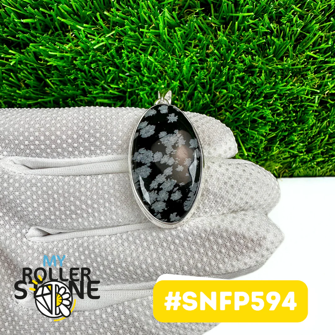 Pendentif Obsidienne Flocon de neige Argent 925 (SNFP594) - Image 2