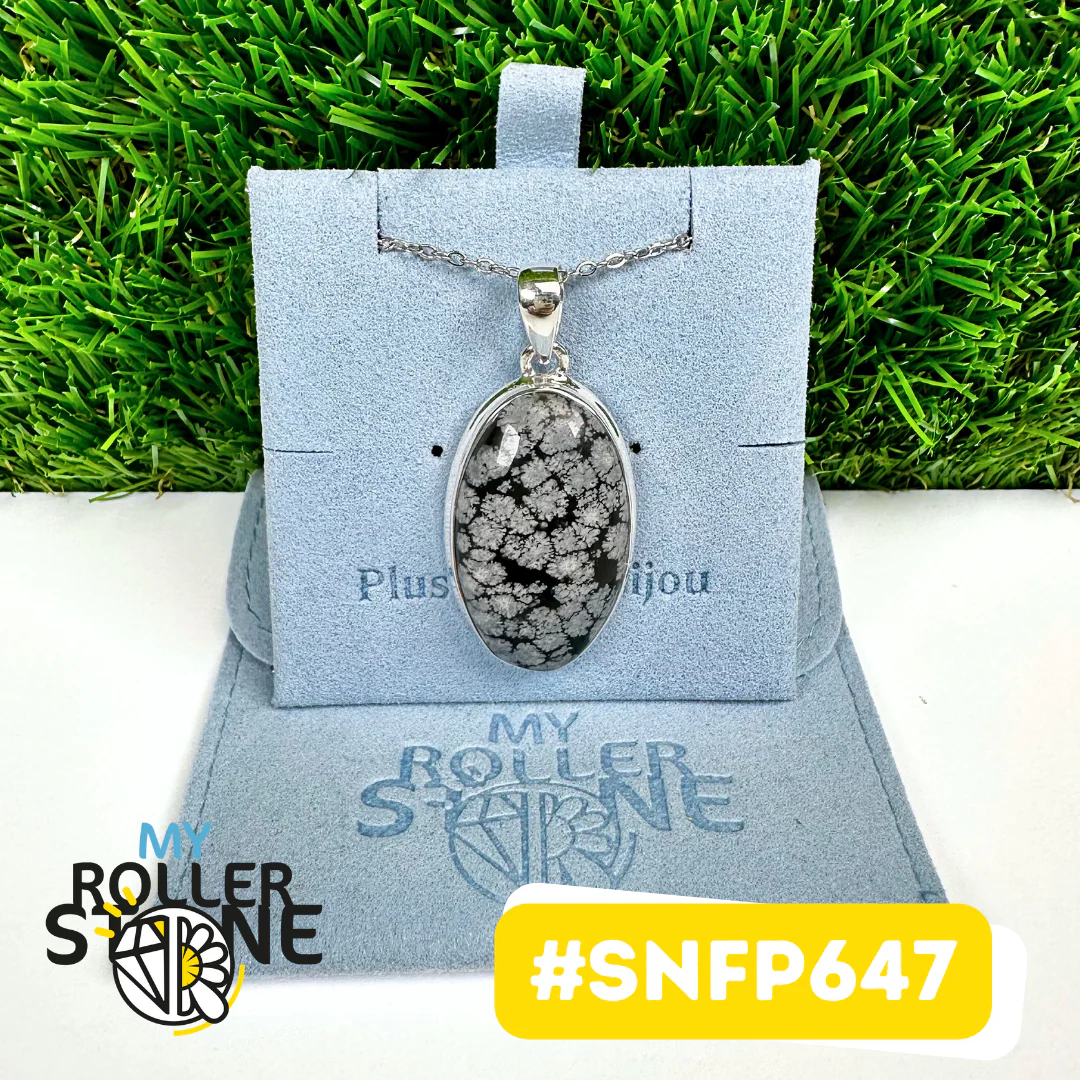 Pendentif Obsidienne Flocon de neige Argent 925 (SNFP647)