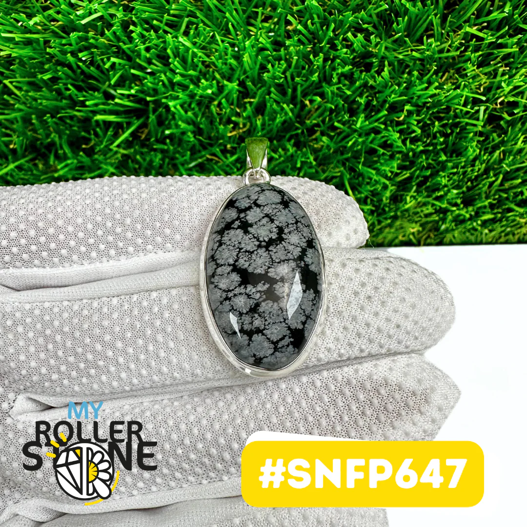 Pendentif Obsidienne Flocon de neige Argent 925 (SNFP647) - Image 2