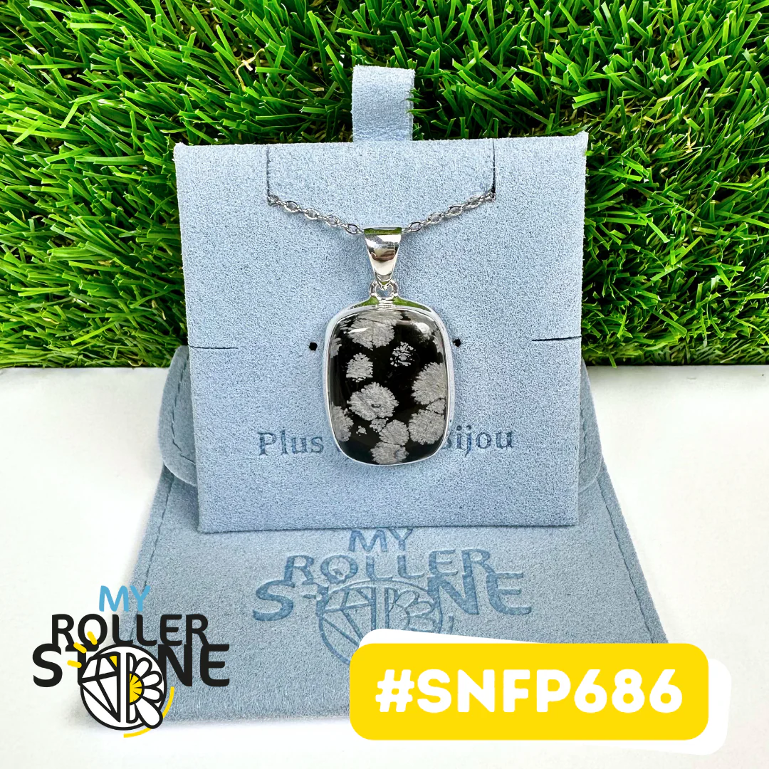 Pendentif Obsidienne Flocon de neige Argent 925 (SNFP686)