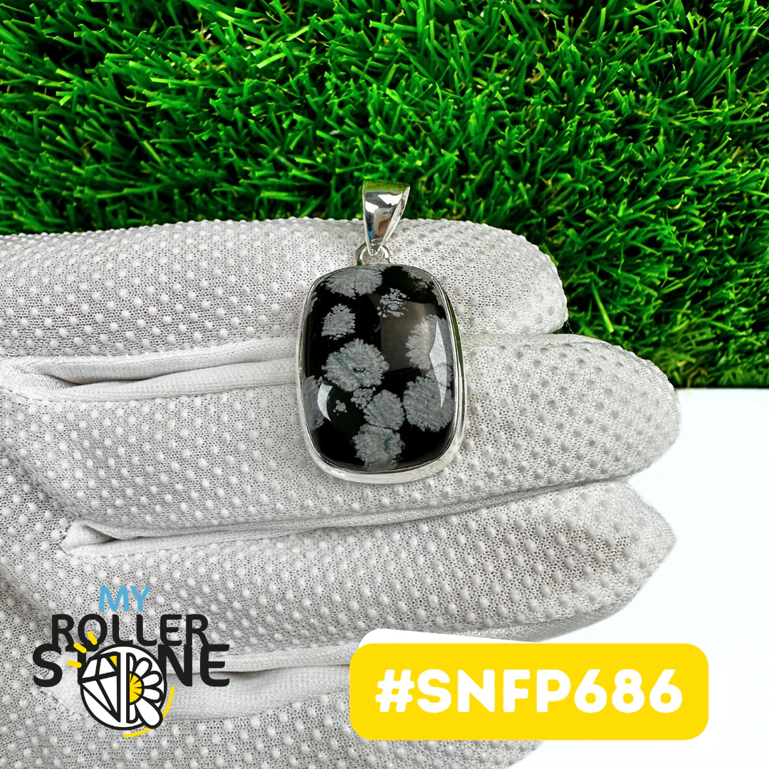 Pendentif Obsidienne Flocon de neige Argent 925 (SNFP686) - Image 2