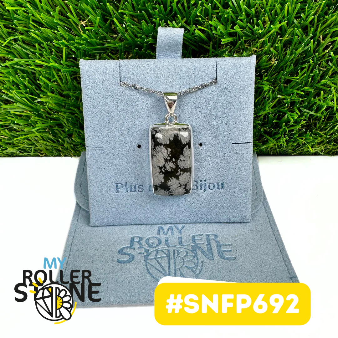 Pendentif Obsidienne Flocon de neige Argent 925 (SNFP692)