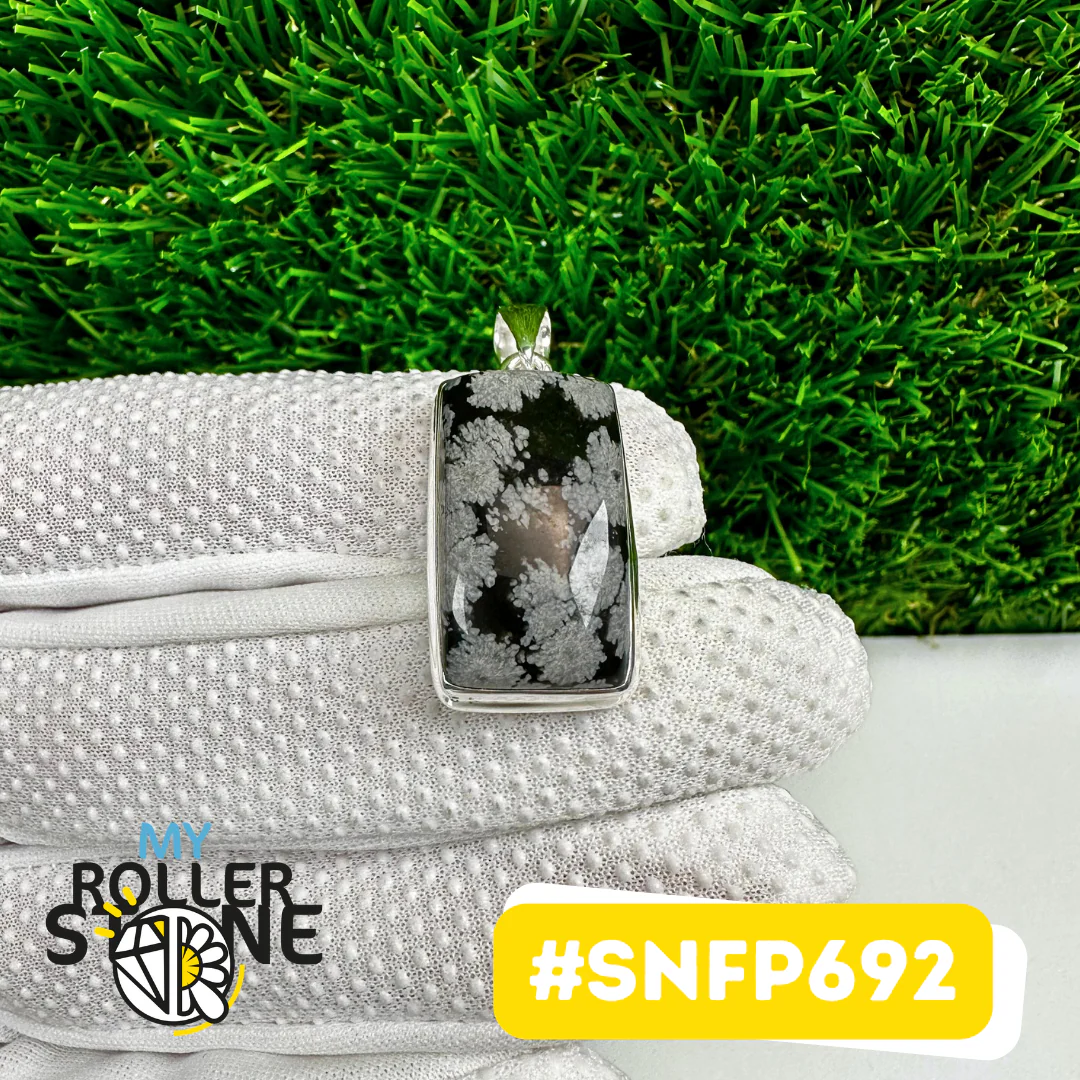 Pendentif Obsidienne Flocon de neige Argent 925 (SNFP692) - Image 2
