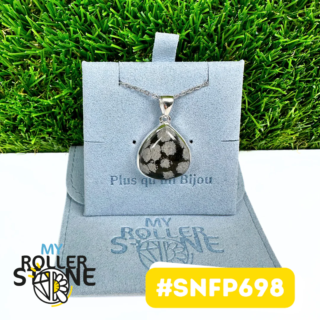 Pendentif Obsidienne Flocon de neige Argent 925 (SNFP698)