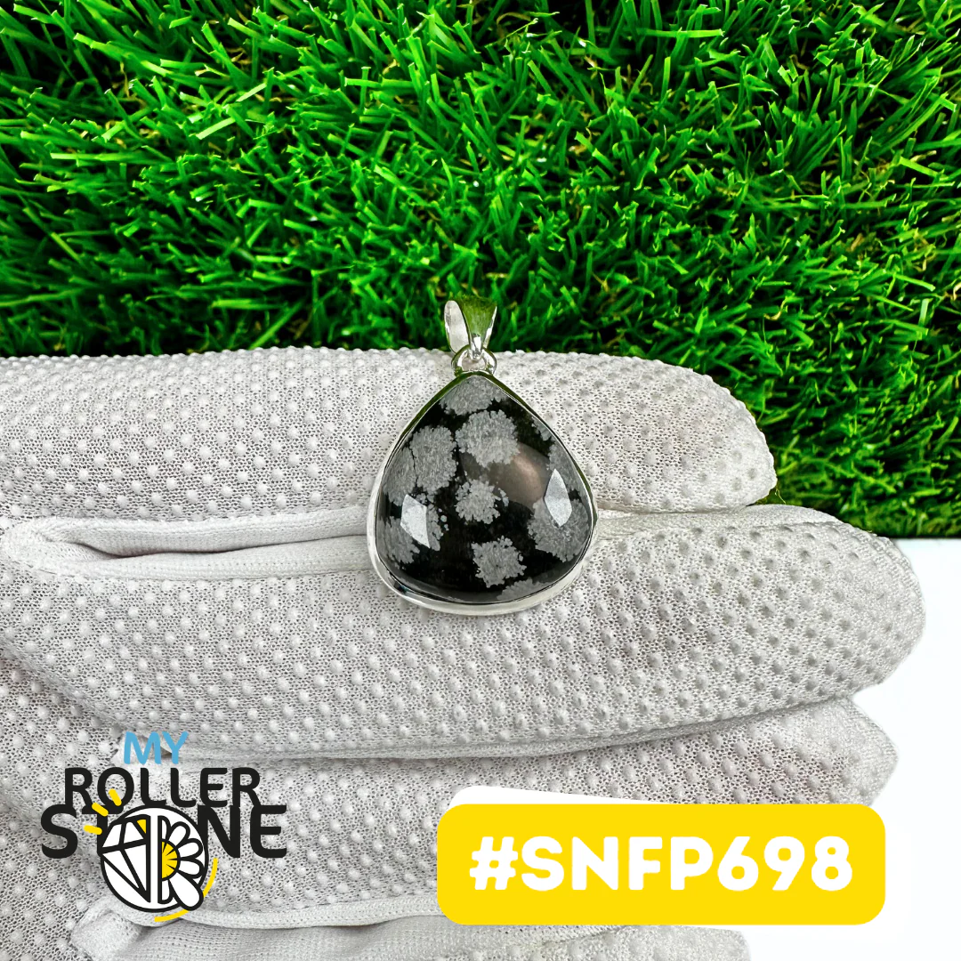 Pendentif Obsidienne Flocon de neige Argent 925 (SNFP698) - Image 2