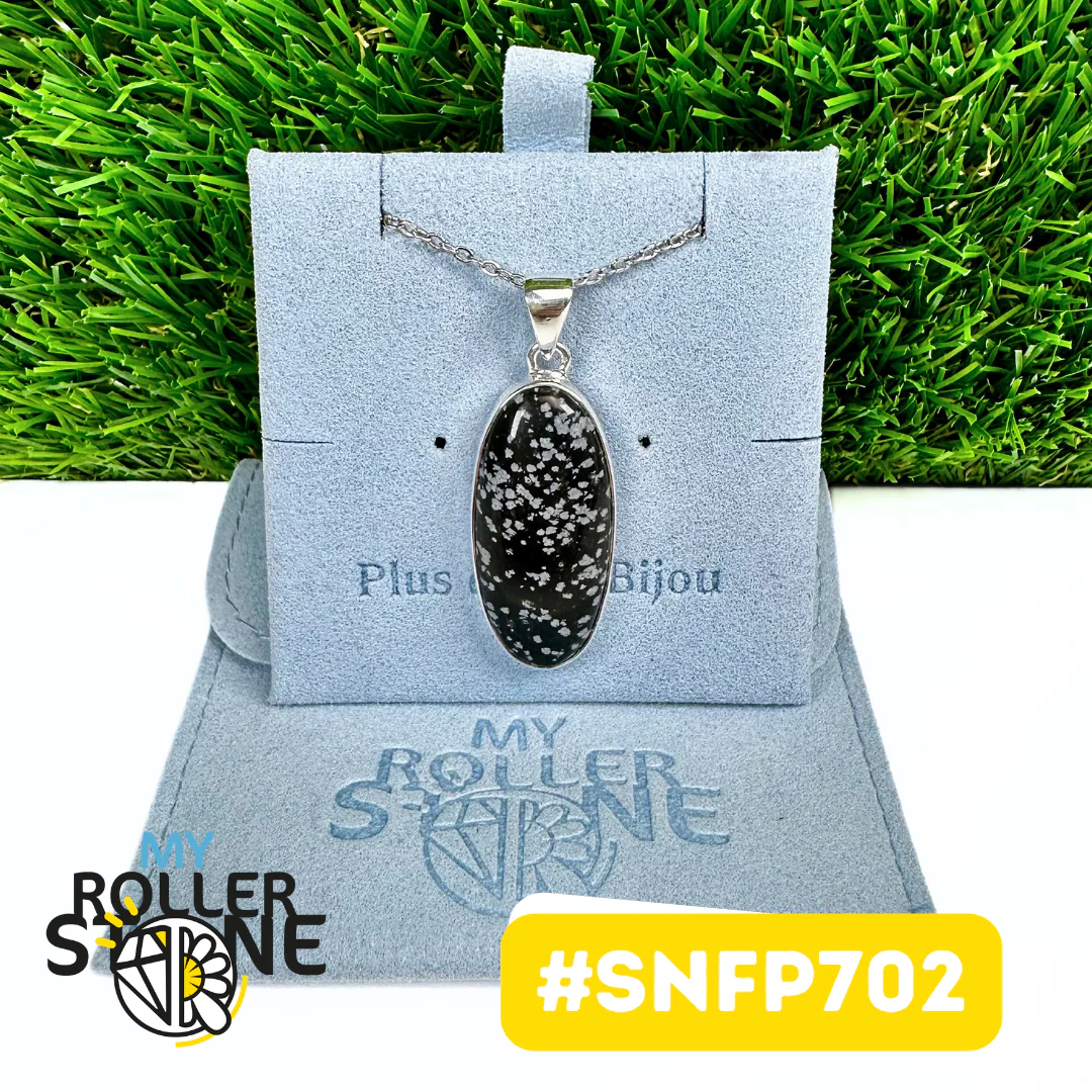 Pendentif Obsidienne Flocon de neige Argent 925 (SNFP702) - Image 2
