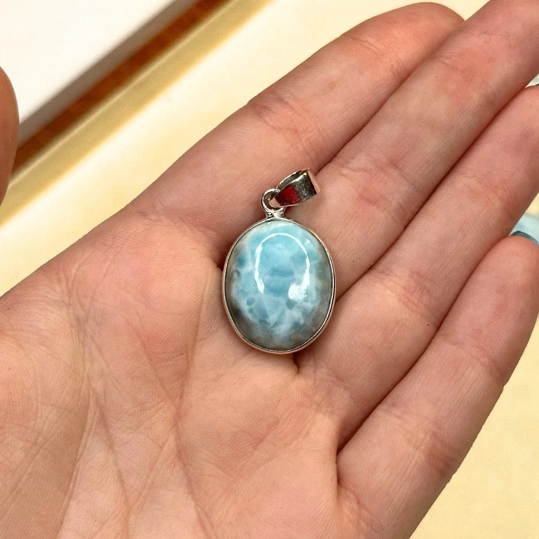 Pendentif Ovale Larimar argent 925 - Image 3
