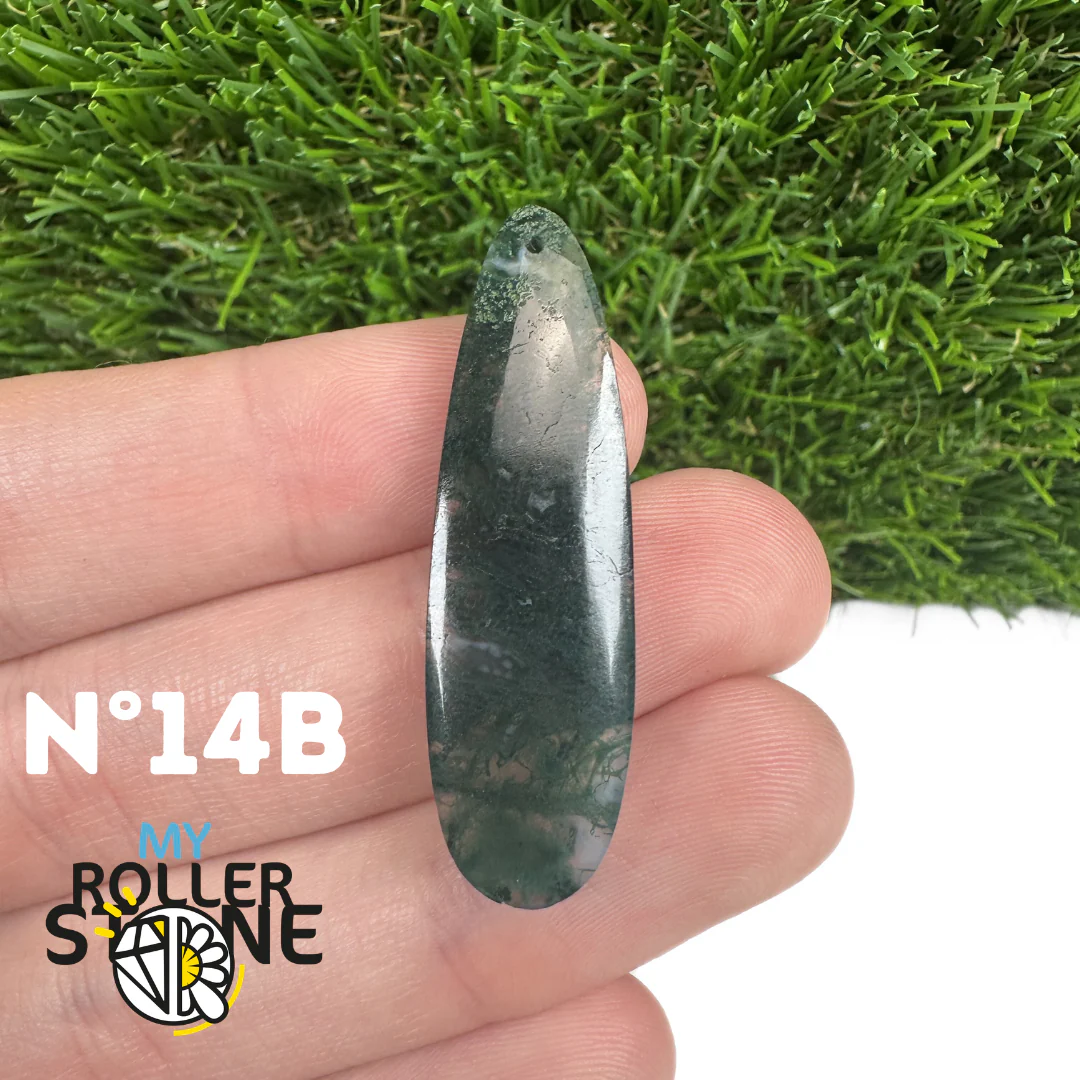 Pendentif Percé Agate Mousse Goutte - Image 30