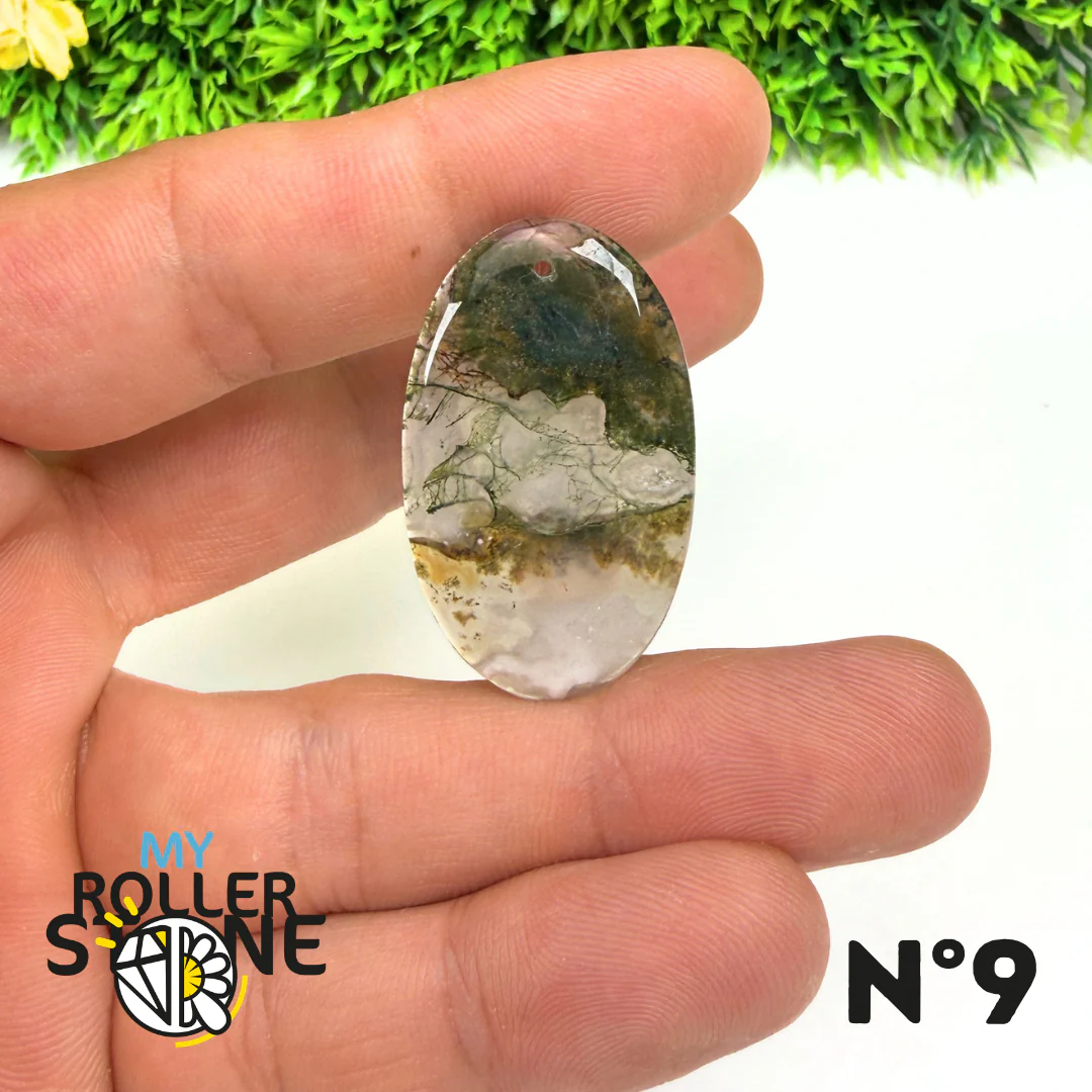 Pendentif Percé Agate Mousse Naturelle 5A - Image 11