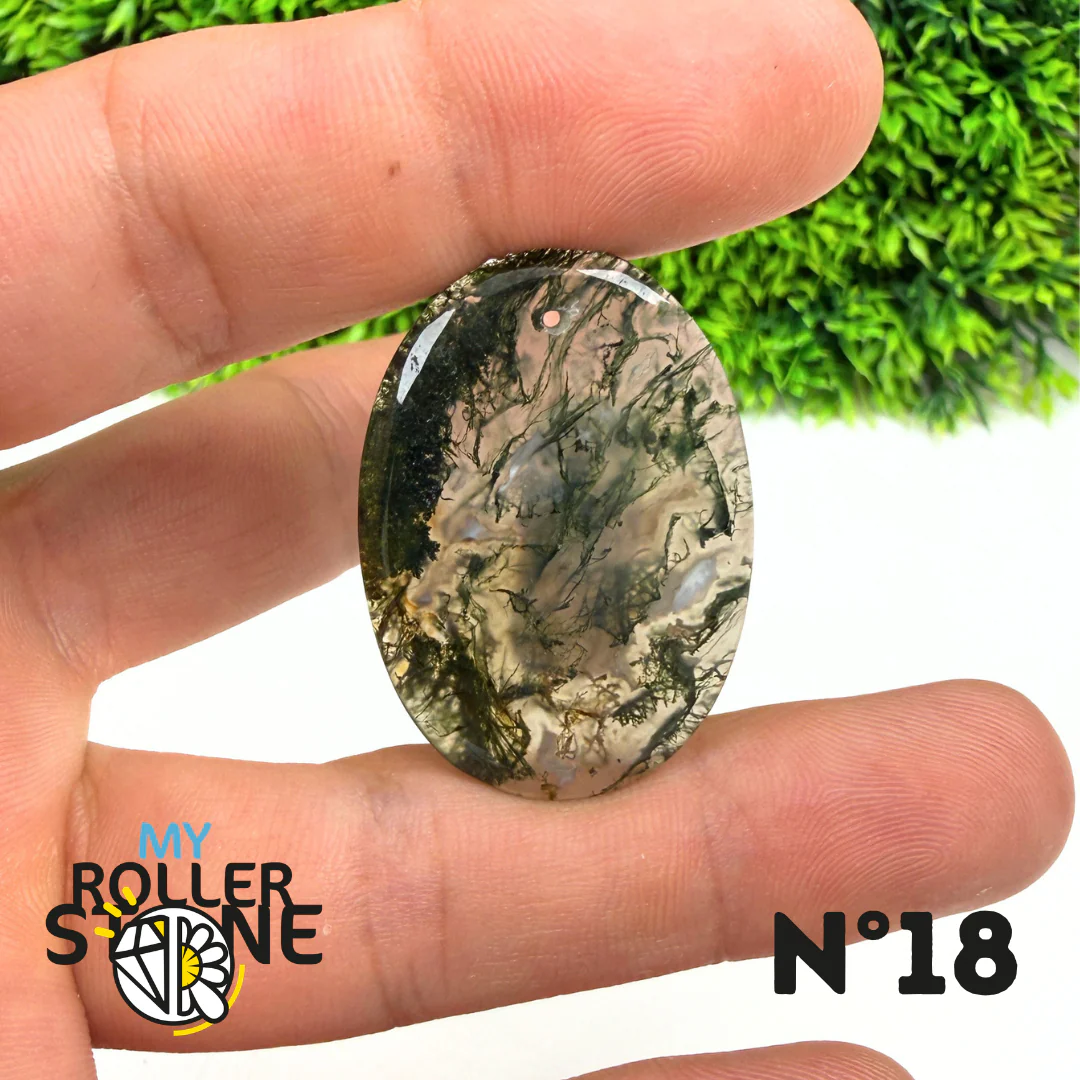 Pendentif Percé Agate Mousse Naturelle 5A - Image 20