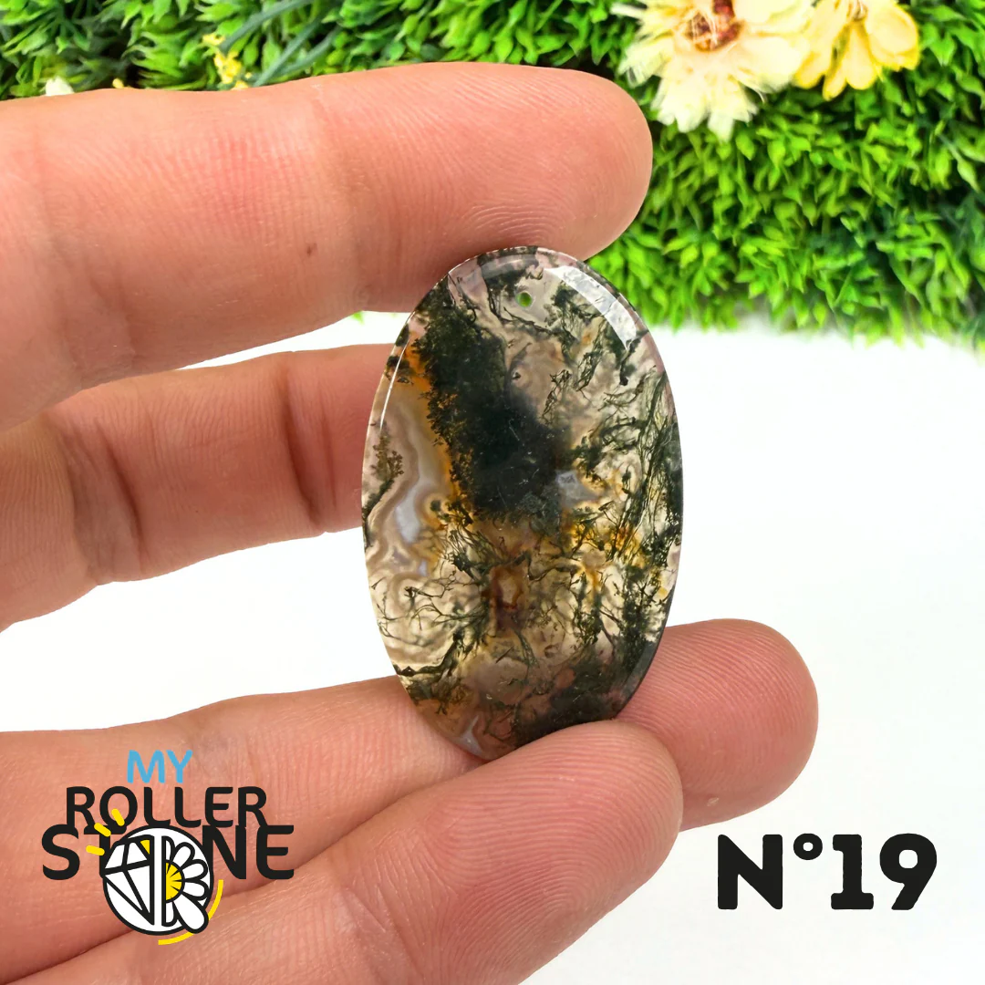 Pendentif Percé Agate Mousse Naturelle 5A - Image 21