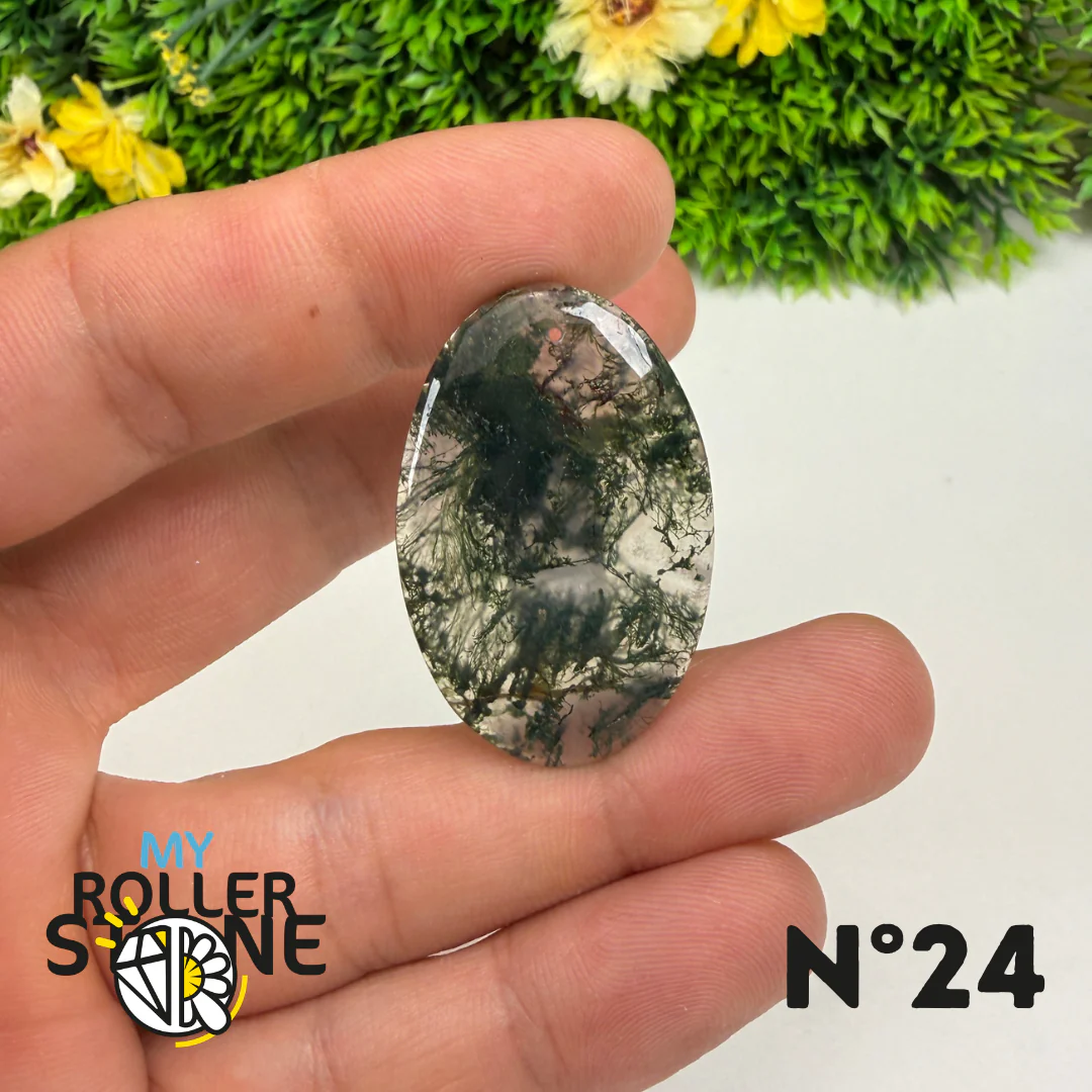Pendentif Percé Agate Mousse Naturelle 5A - Image 26