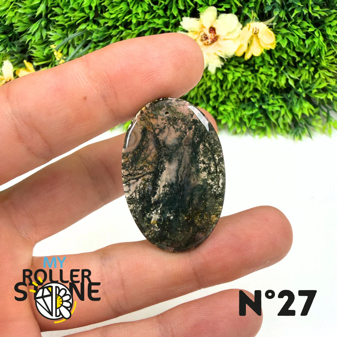 Pendentif Percé Agate Mousse Naturelle 5A - Image 29