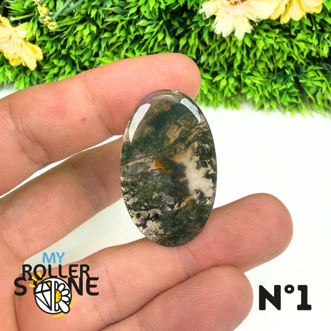 Pendentif Percé Agate Mousse Naturelle 5A - Image 3