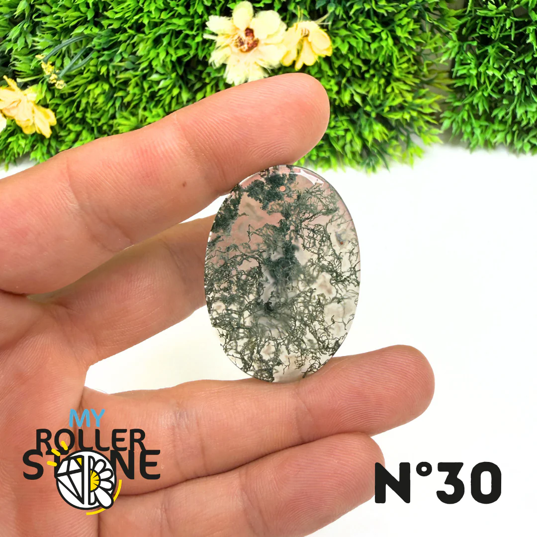 Pendentif Percé Agate Mousse Naturelle 5A - Image 32