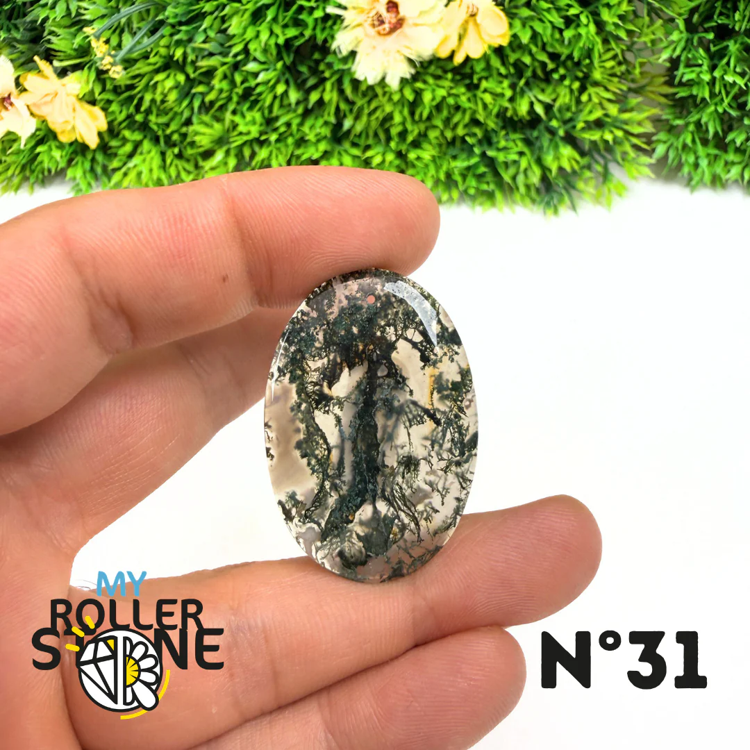 Pendentif Percé Agate Mousse Naturelle 5A - Image 33