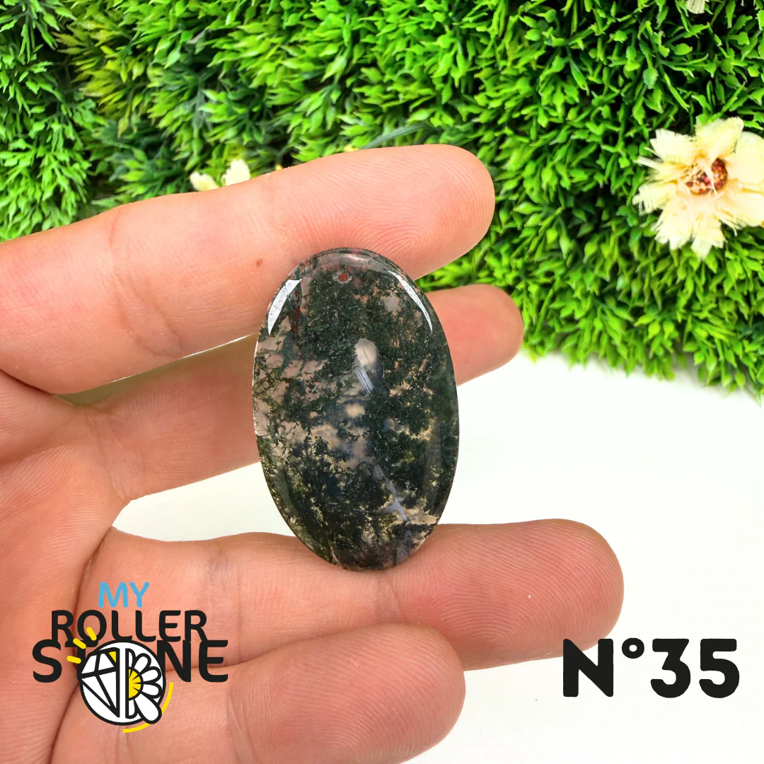 Pendentif Percé Agate Mousse Naturelle 5A - Image 37