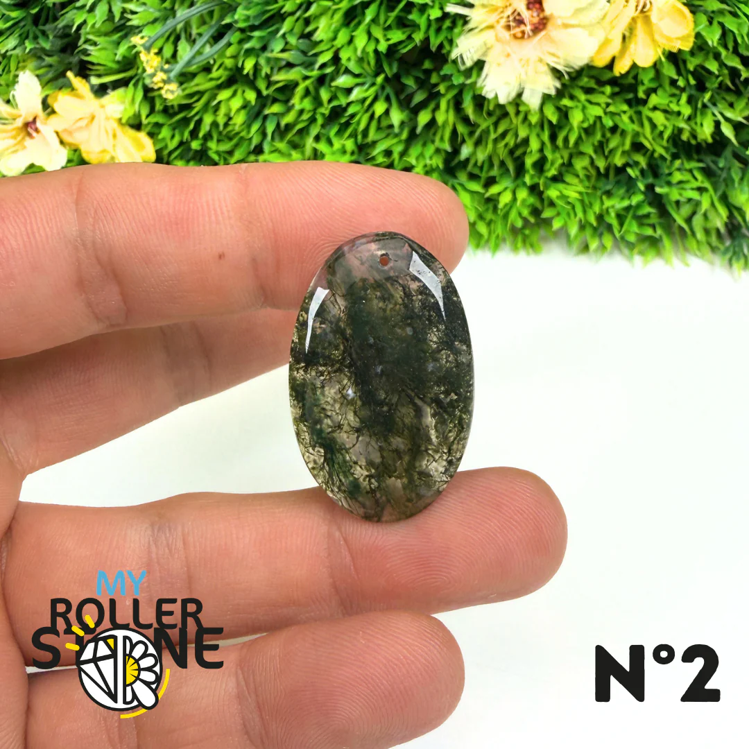 Pendentif Percé Agate Mousse Naturelle 5A - Image 4