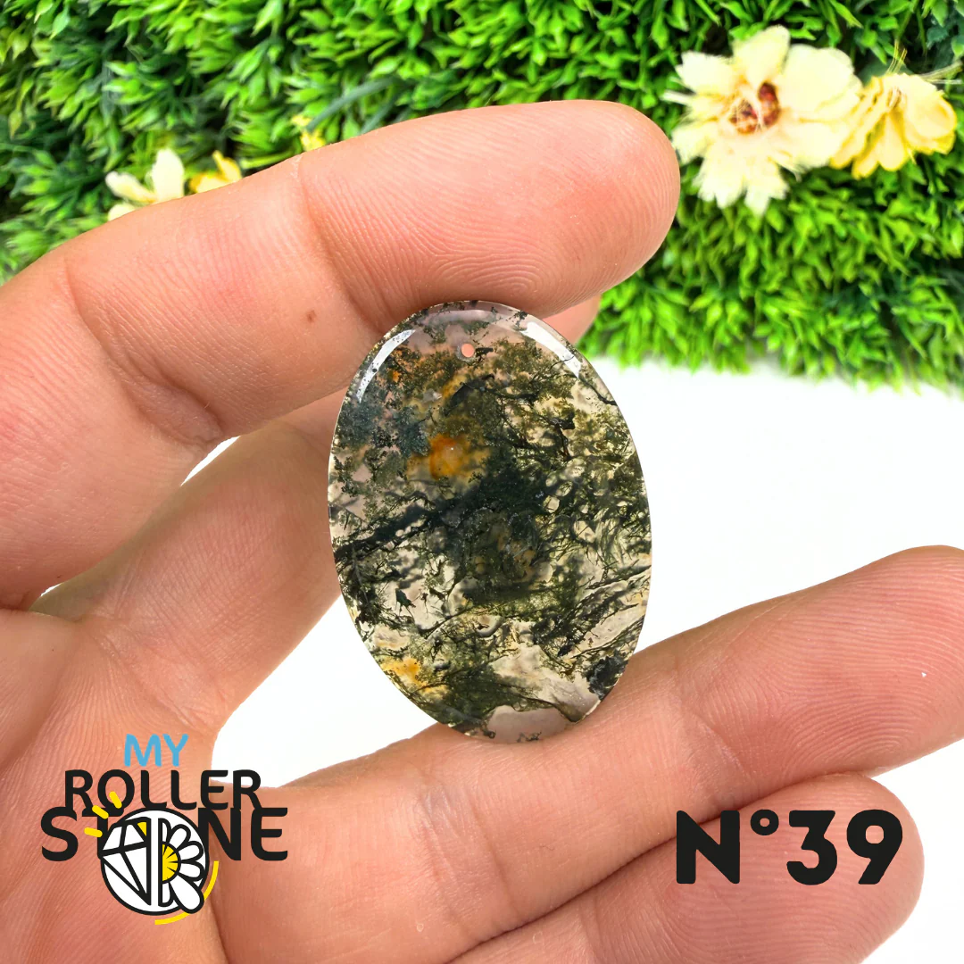 Pendentif Percé Agate Mousse Naturelle 5A - Image 41