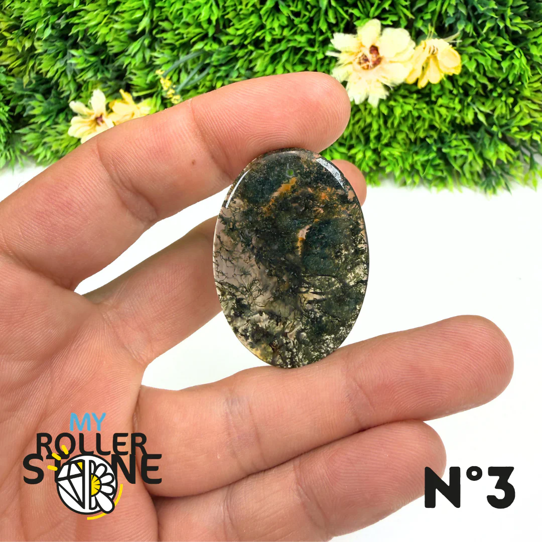 Pendentif Percé Agate Mousse Naturelle 5A - Image 5
