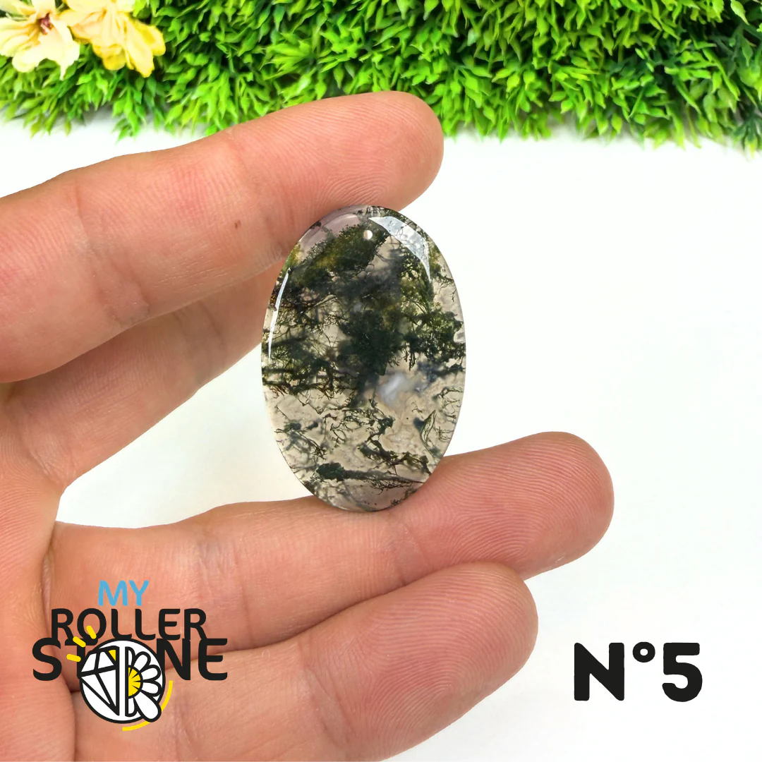 Pendentif Percé Agate Mousse Naturelle 5A - Image 7