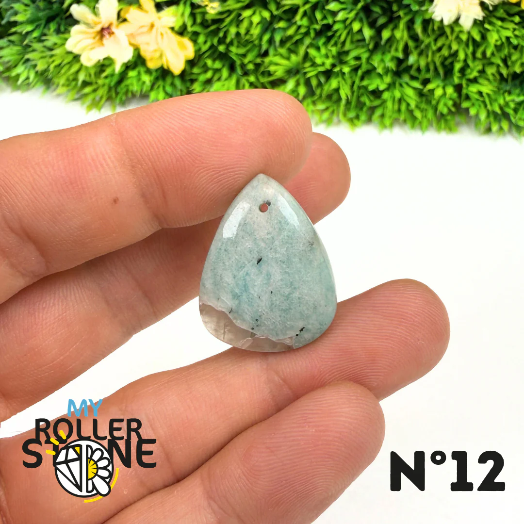 Pendentif Percé Amazonite et Quartz Fumé (Rare) - Image 14