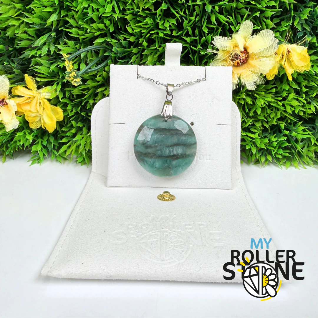 Pendentif Percé Amazonite et Quartz Fumé (Rare) - Image 2