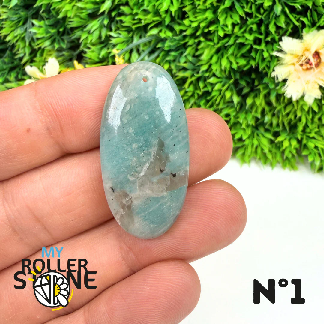 Pendentif Percé Amazonite et Quartz Fumé (Rare) - Image 3