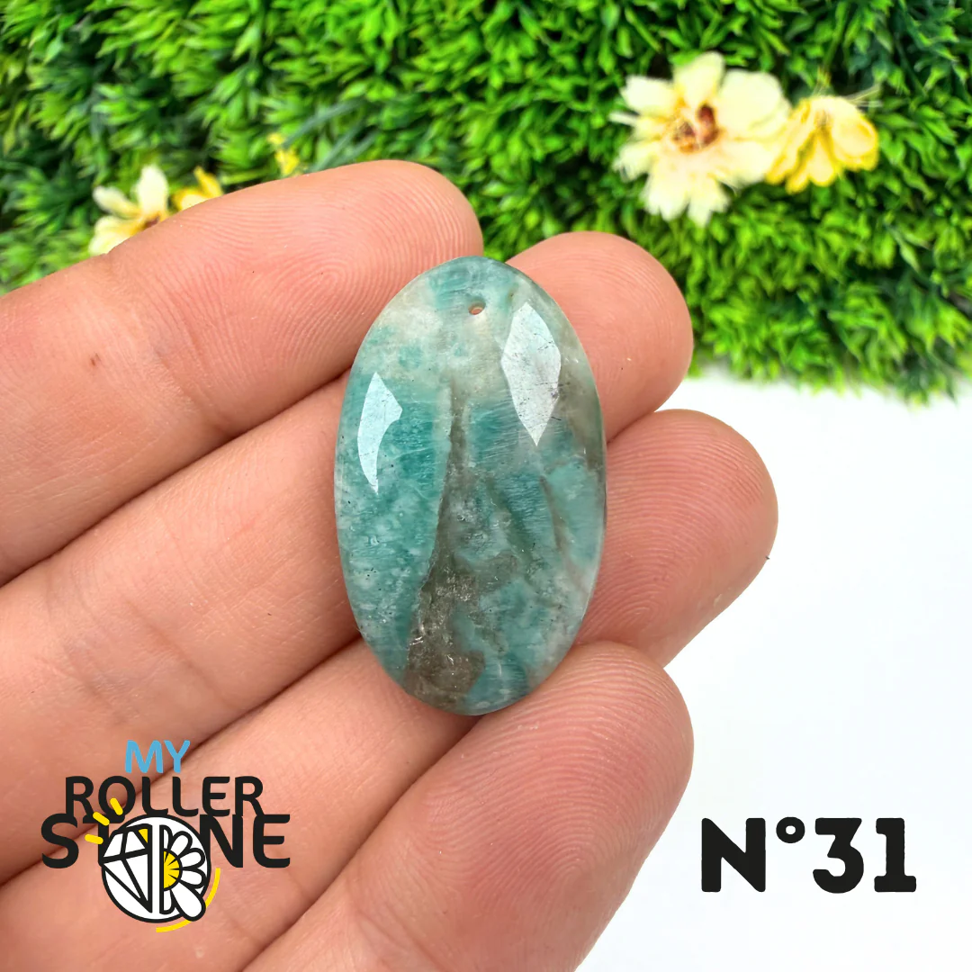 Pendentif Percé Amazonite et Quartz Fumé (Rare) - Image 33