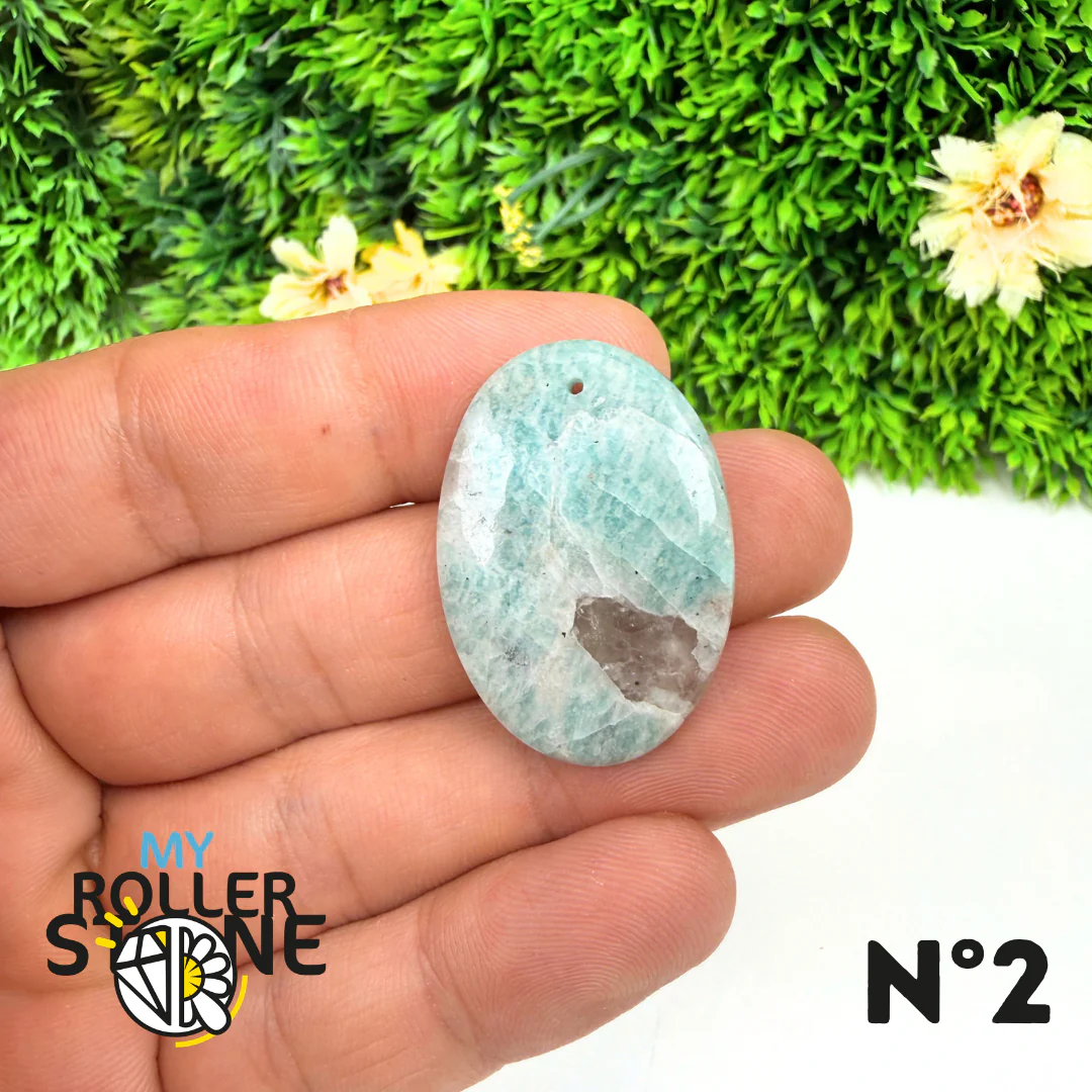 Pendentif Percé Amazonite et Quartz Fumé (Rare) - Image 4