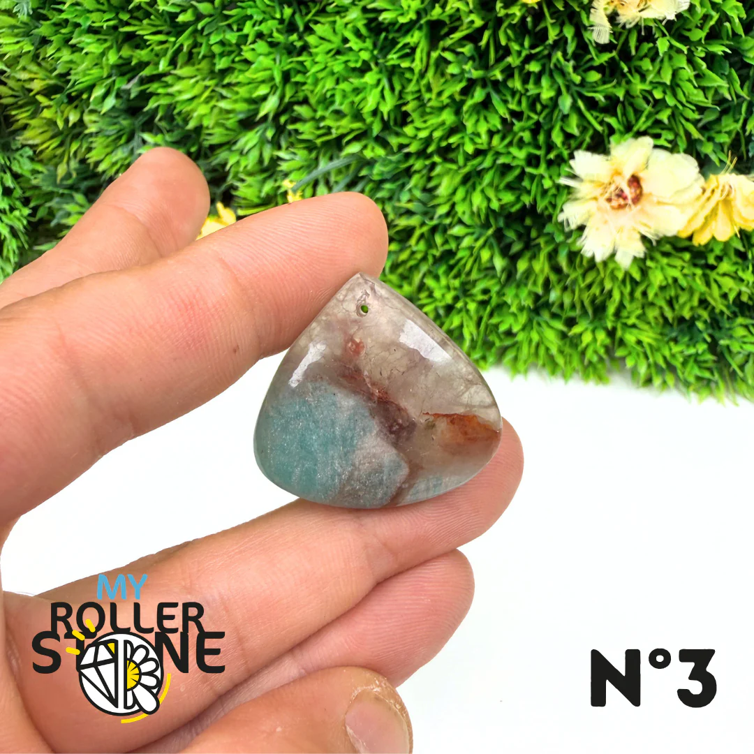 Pendentif Percé Amazonite et Quartz Fumé (Rare) - Image 5