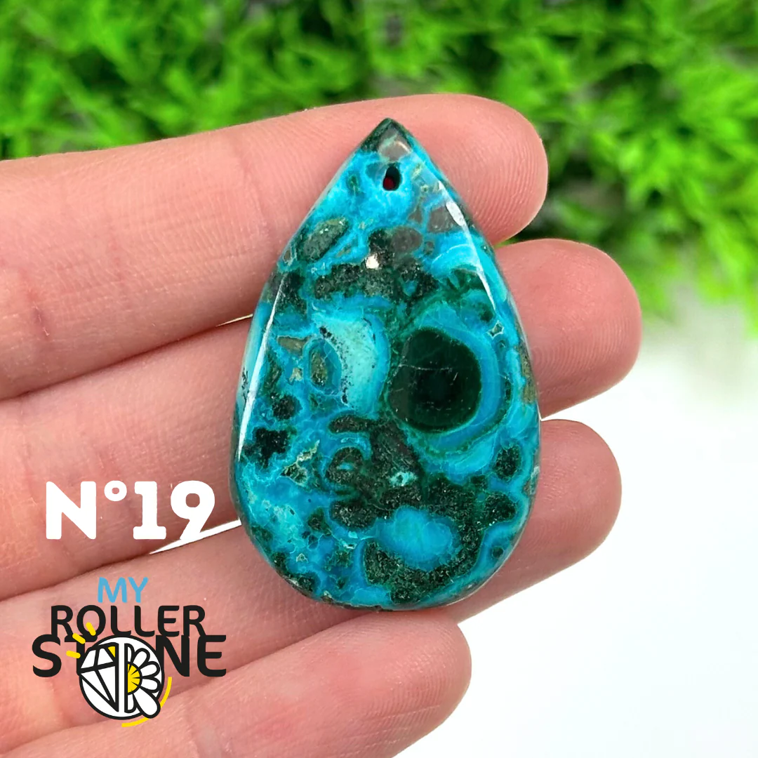 Pendentif Malachite Chrysocolle Percé 5A - Image 11