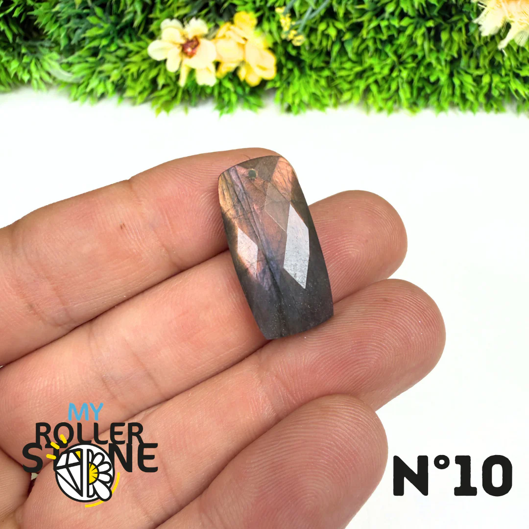 Pendentif Percé Spectrolite Violette Facettée - Image 12