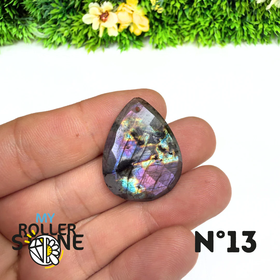 Pendentif Percé Spectrolite Violette Facettée - Image 15