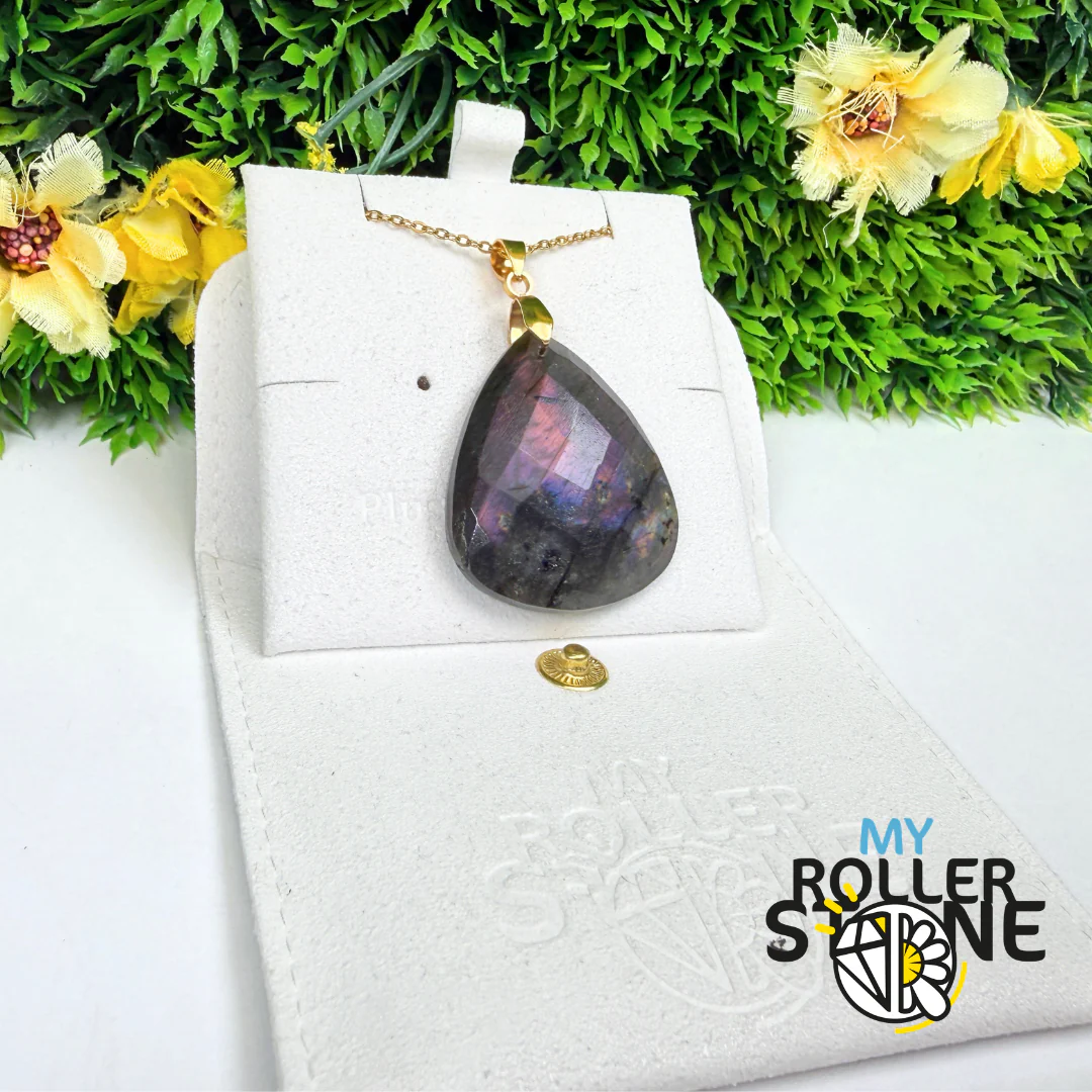 Pendentif Percé Spectrolite Violette Facettée - Image 2