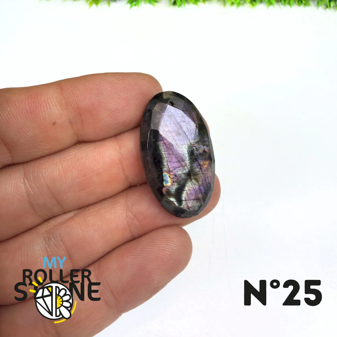 Pendentif Percé Spectrolite Violette Facettée - Image 26