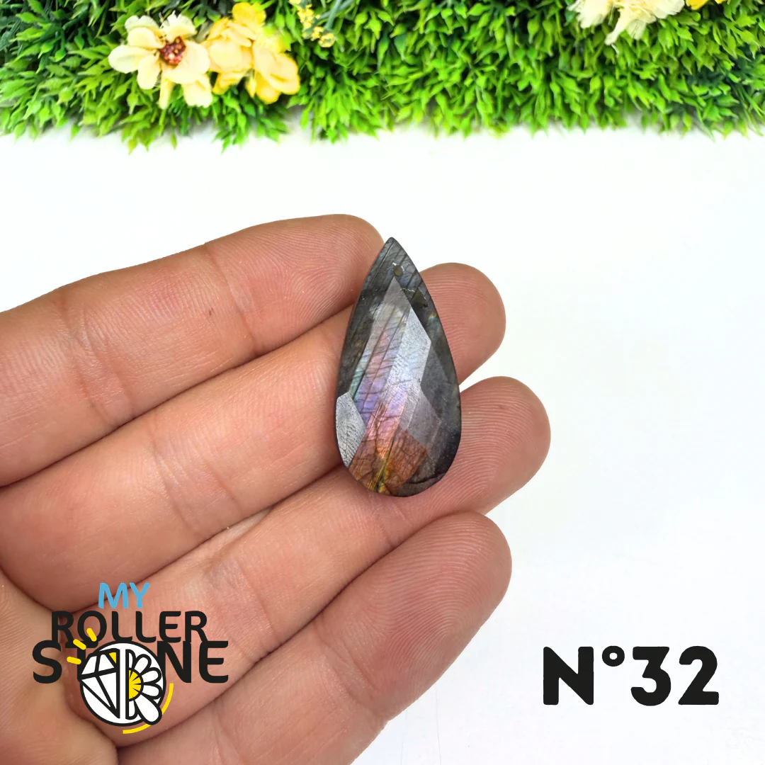 Pendentif Percé Spectrolite Violette Facettée - Image 33