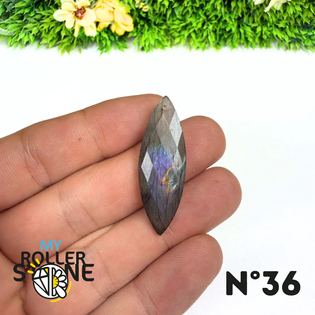 Pendentif Percé Spectrolite Violette Facettée - Image 37