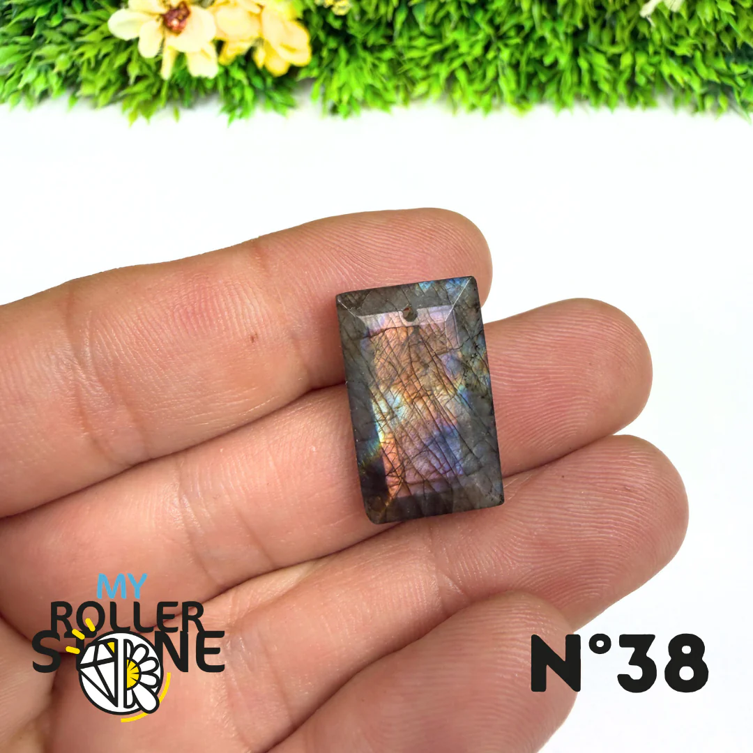 Pendentif Percé Spectrolite Violette Facettée - Image 39