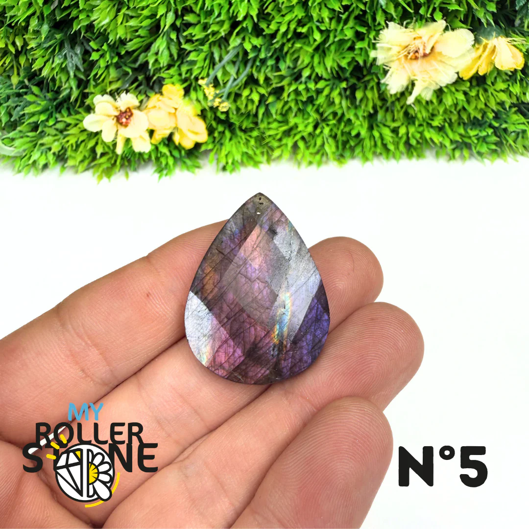 Pendentif Percé Spectrolite Violette Facettée - Image 7