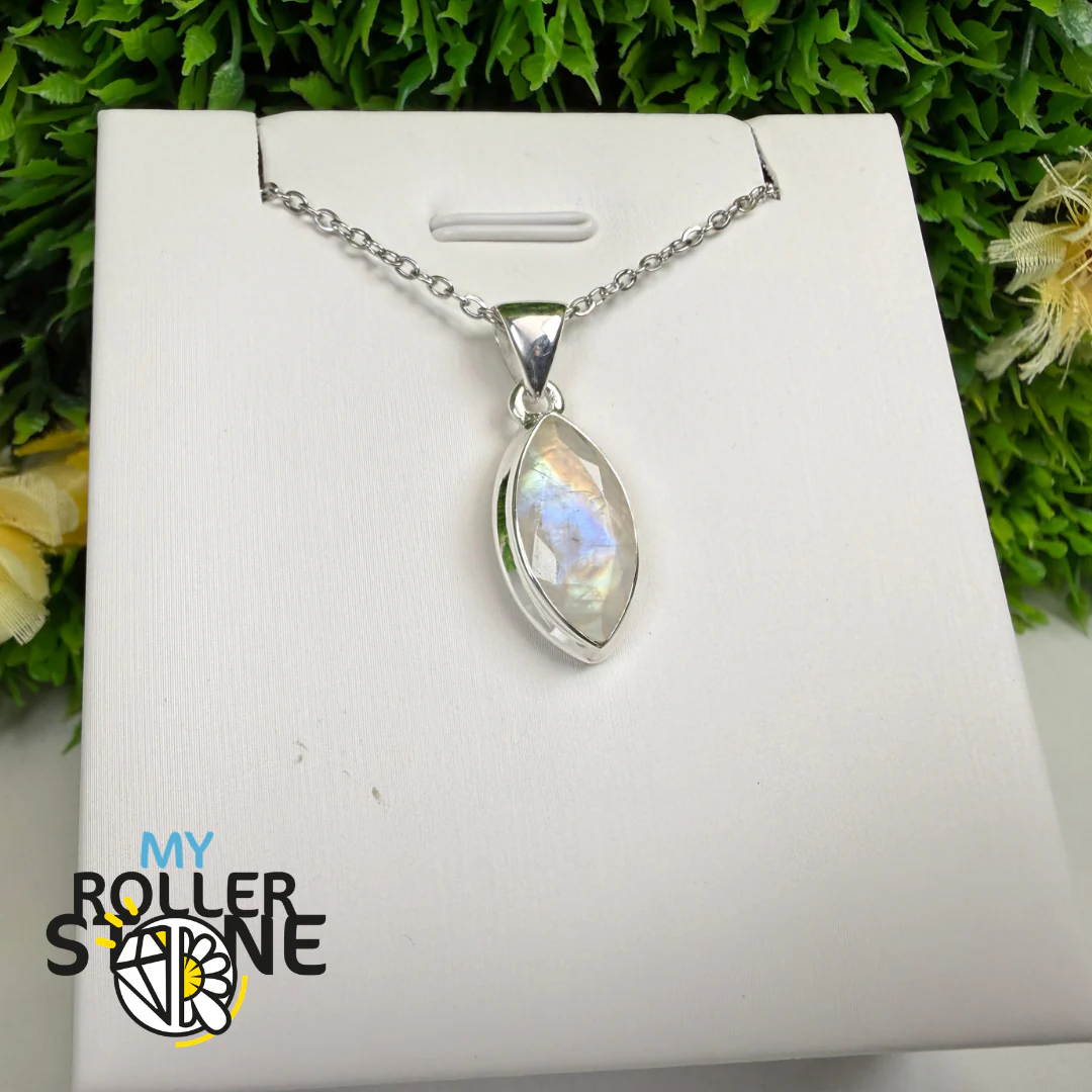 Pendentif Pierre de Lune Arc-en-Ciel Facettée Argent 925 – MNFP1926 - Image 2