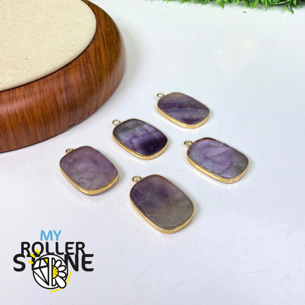 Pendentif plat serti Rhodonite ou Amethyste - Image 5