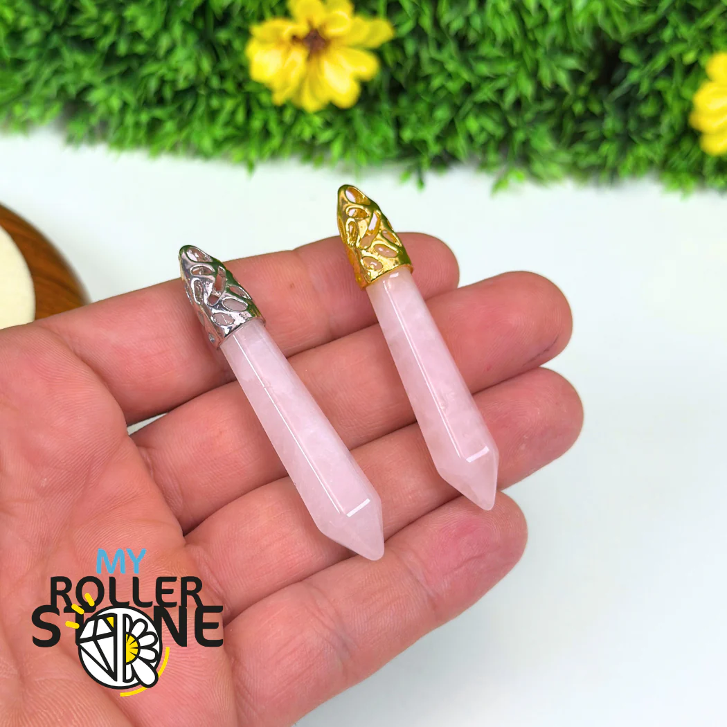 Pendentif Pointe Pierre naturelle (Quartz rose, Améthyste, Oeil de Tigre...) - Image 4