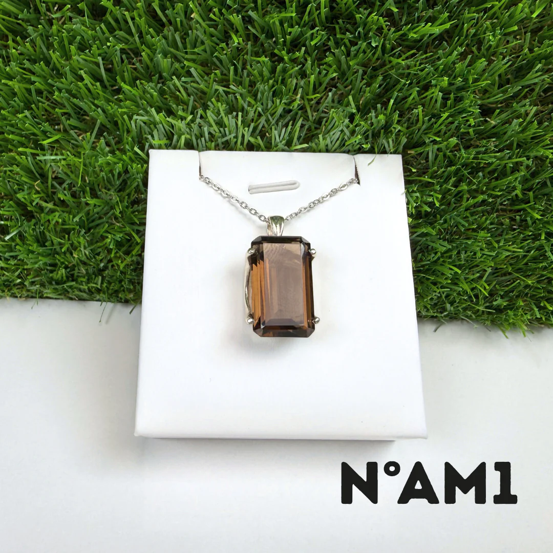 Pendentif Quartz fumé facettée Argent 925 #QF10