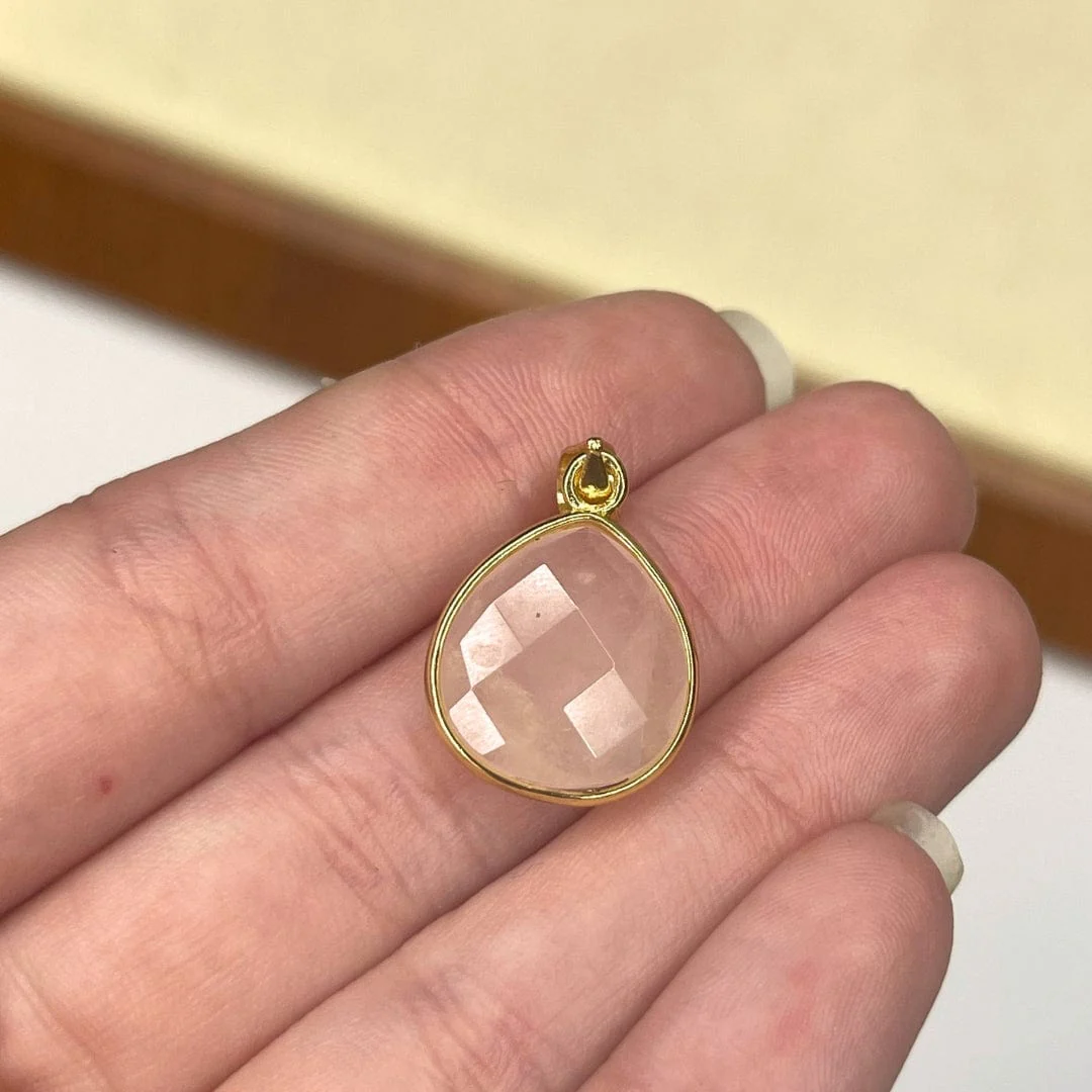 Pendentif Quartz rose Goutte Facettée - Image 2