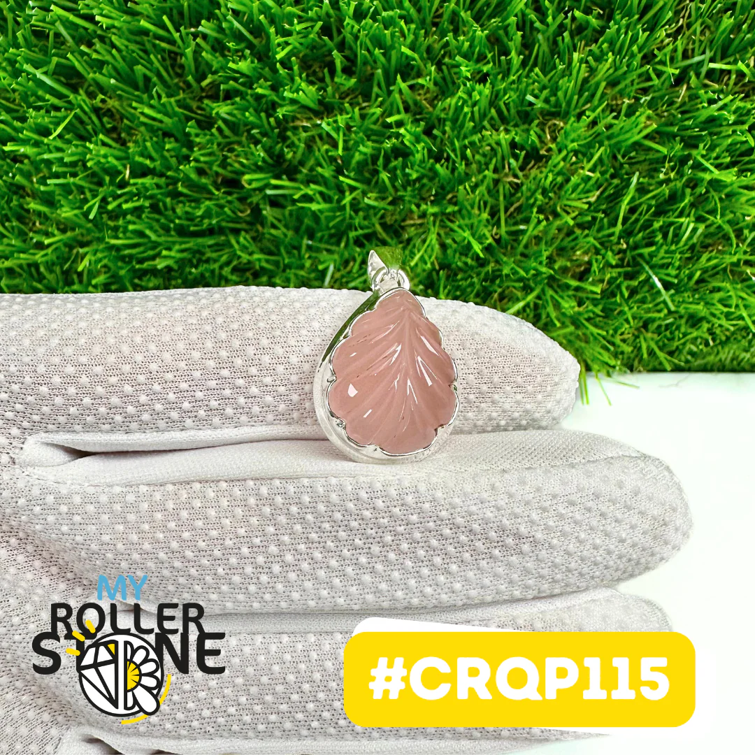 Pendentif Quartz rose Gravé Argent 925 #CRQP115 - Image 2