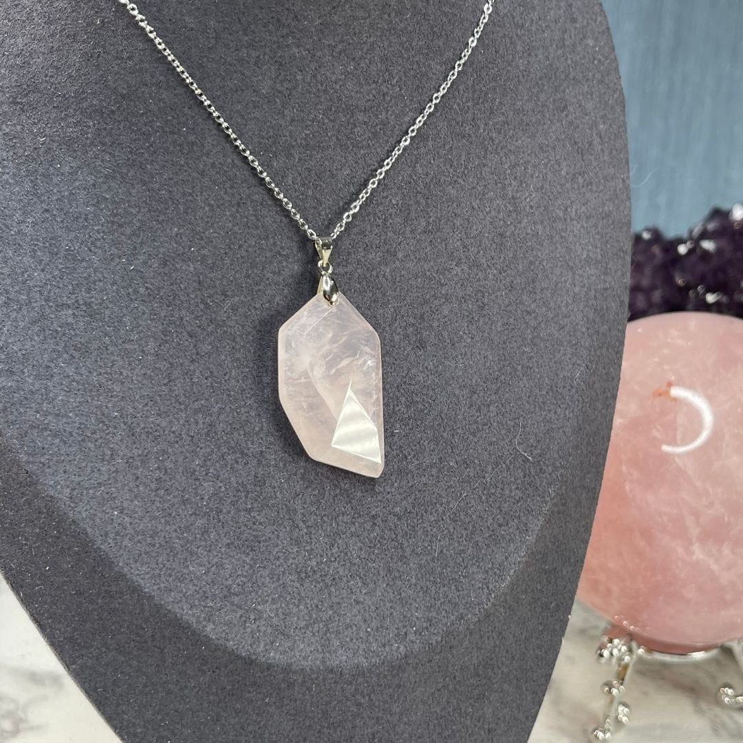 Pendentif quartz rose pointe facettée - Image 3