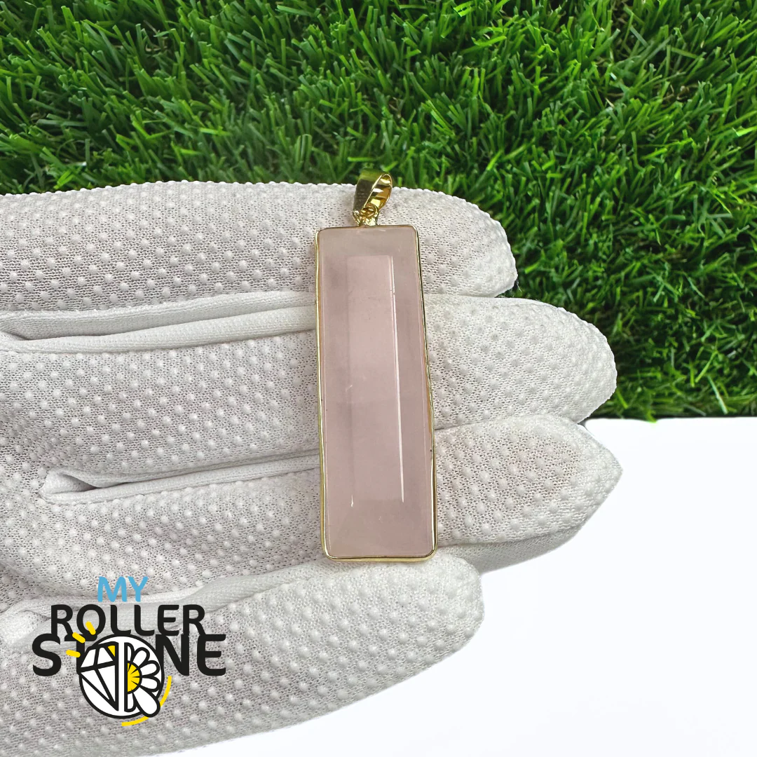 Pendentif rectangulaire Quartz Rose - Image 2